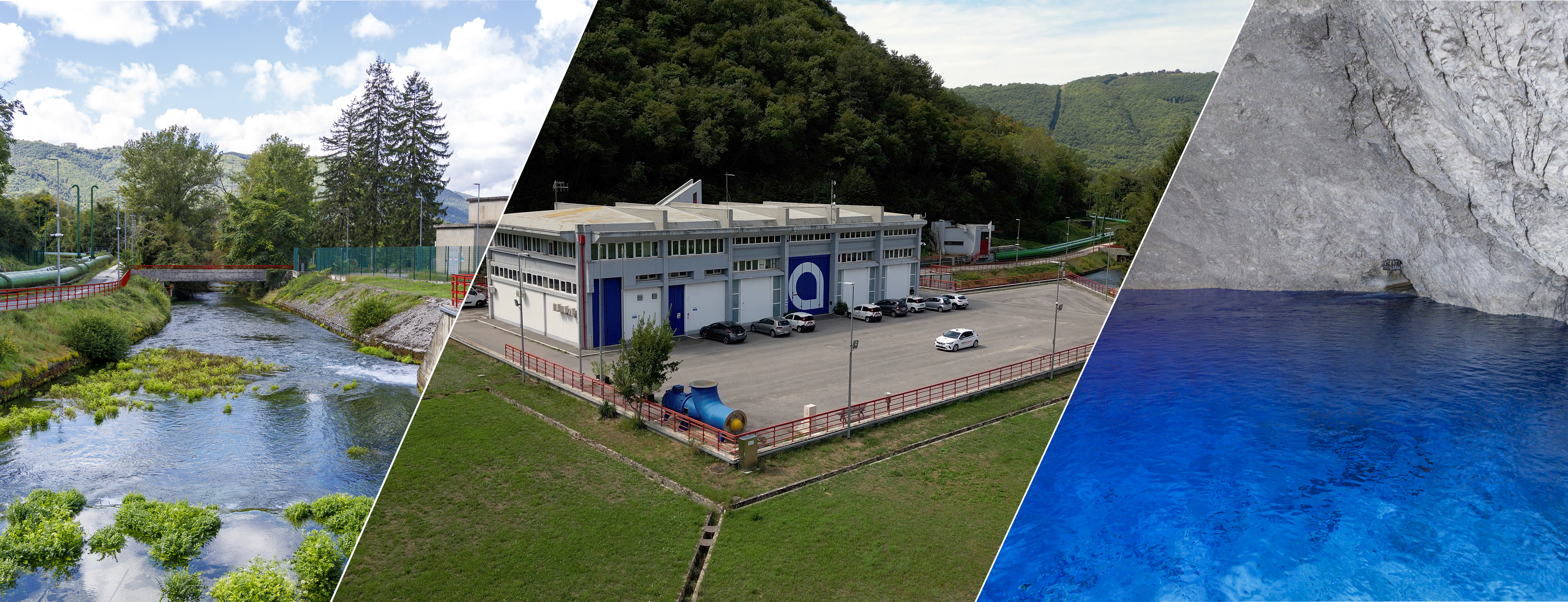 Vista panoramica dell'infrastruttura dell'Acquedotto del Peschiera