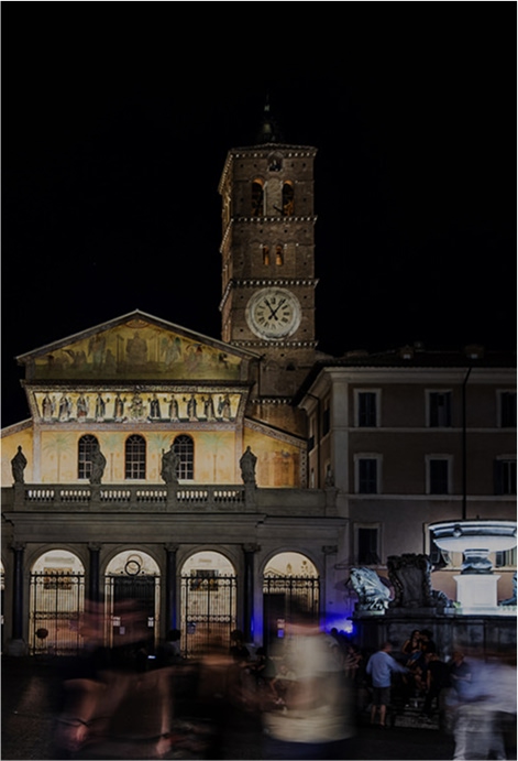 Santa Maria in Trastevere  illuminata di sera
