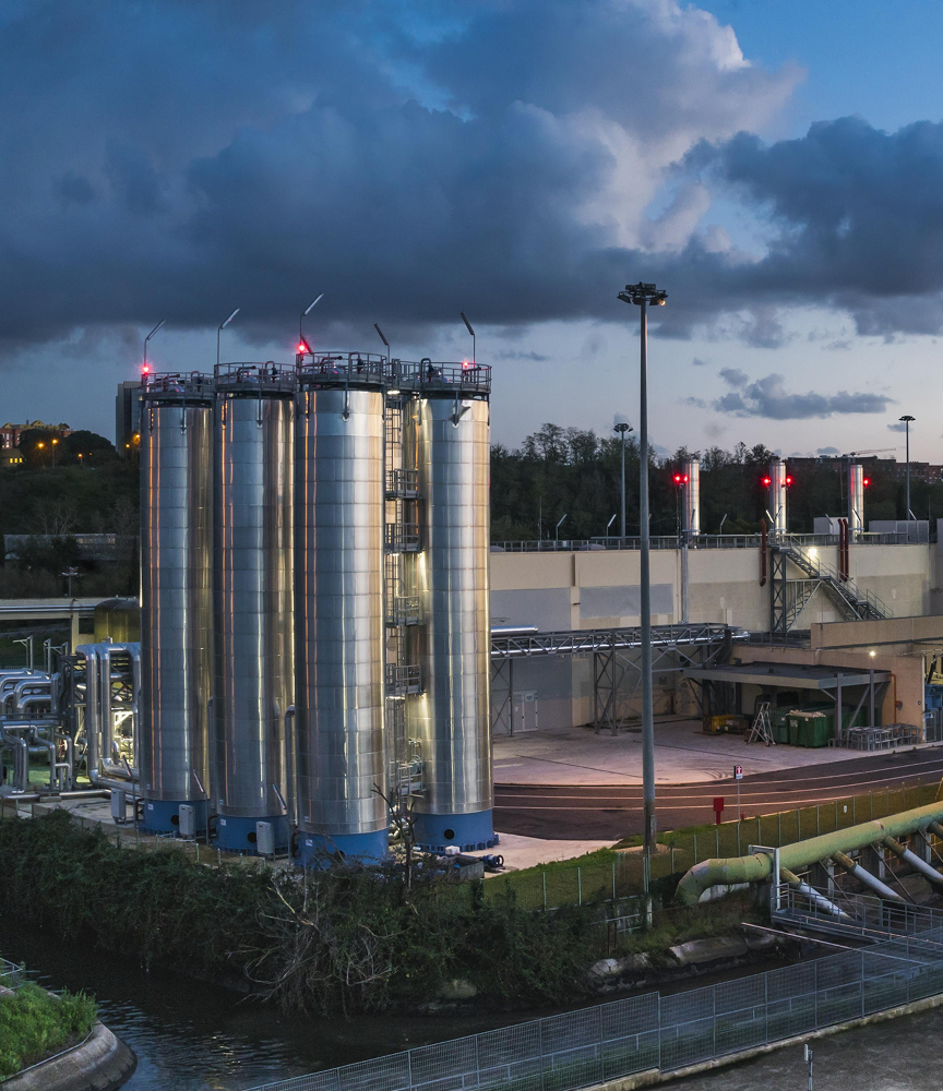 Panoramica esterna della centrale di Tor di Valle