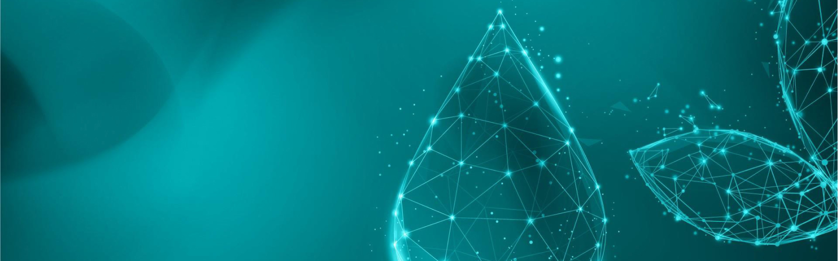 Goccia d'acqua stilizzata in 3D con reticolo digitale, simbolo di tecnologia e risorse idriche