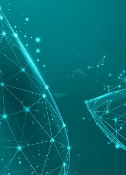 Goccia d'acqua stilizzata in 3D con reticolo digitale, simbolo di tecnologia e risorse idriche