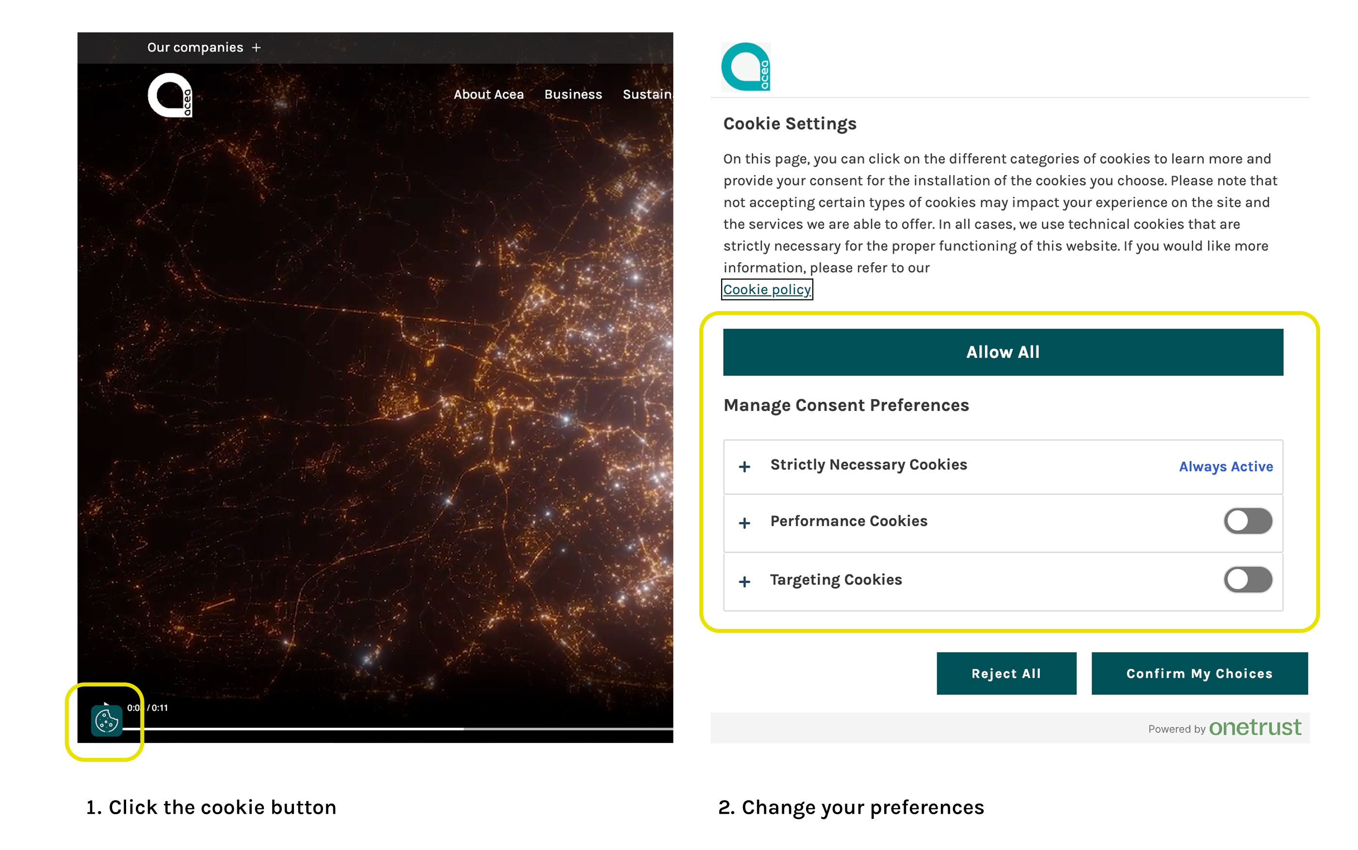 Tutorial cookie panel