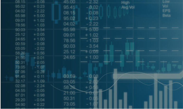 Grafico finanziario su sfondo blu