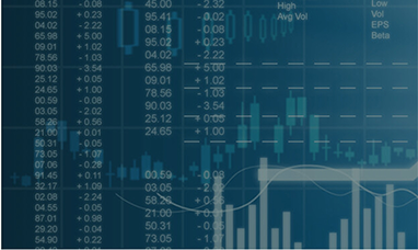Numeri e grafici su sfondo blu