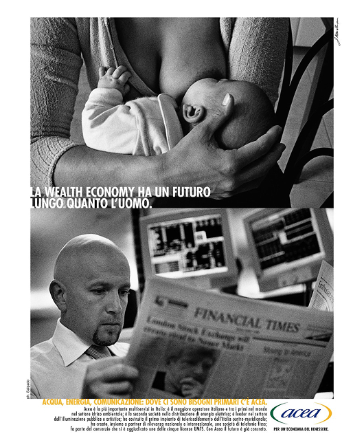 Locandina della campagna Acea. Per un'economia del benessere