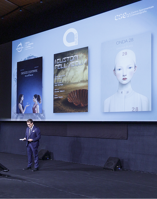 Copertine dei tre cortometraggi finalisti del contest "I Mille Volti dell'Acqua" proiettate durante la serata di premiazione