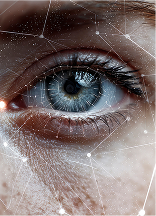 Primo piano di un volto femminile, dettaglio dell'occhio sinistro