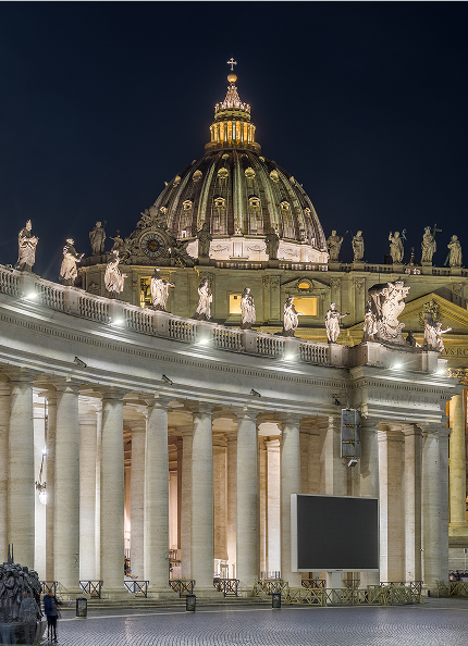 Piazza e Basilica di San Pietro con la nuova illuminazione fornita da Acea