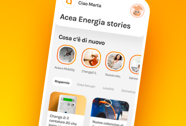 Schermata di smartphone con Acea Energie Stories