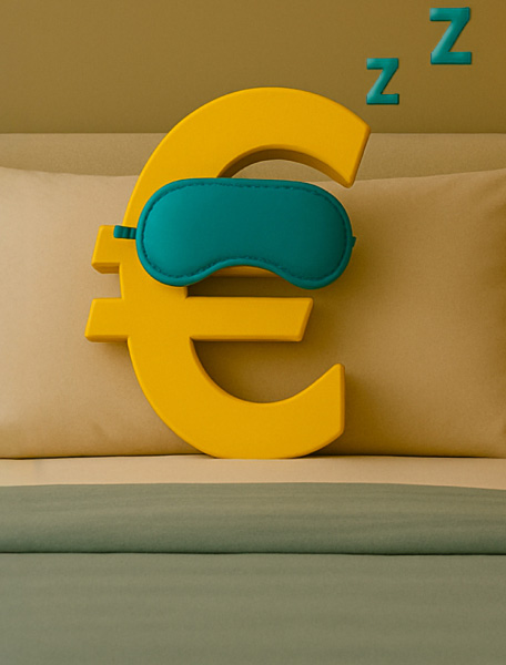 Simbolo dell'euro che dorme