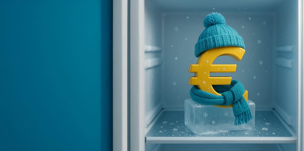 Simbolo euro congelatore