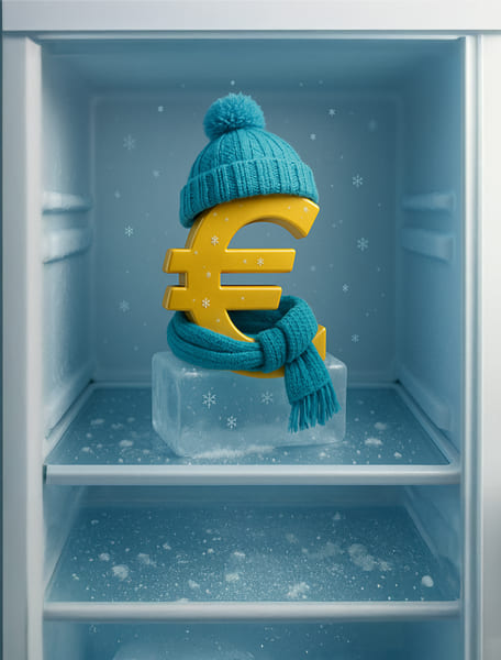 Simbolo dell'euro nel congelatore