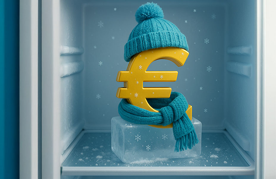 Simbolo dell'euro nel congelatore