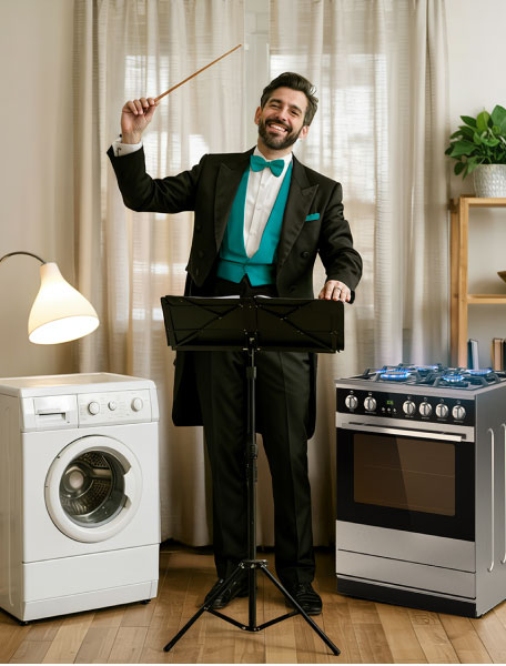 Direttore d'orchestra con elettrodomestici