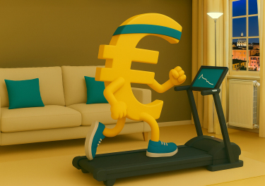 Simbolo dell'euro che corre