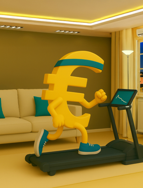 Simbolo dell'euro che corre