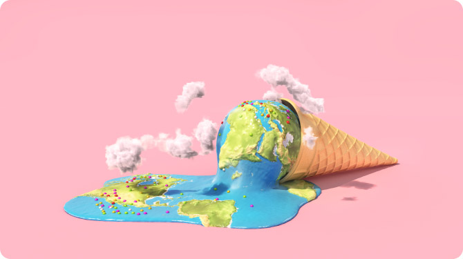 L’arte per l’emergenza climatica. Immagine con gelato.