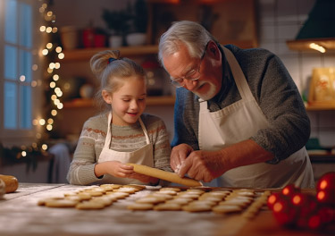 Nonno e nipote che cucinano
