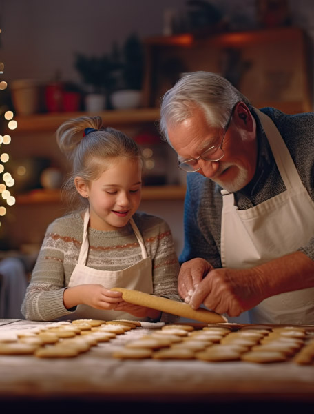 Nonno e nipote che cucinano