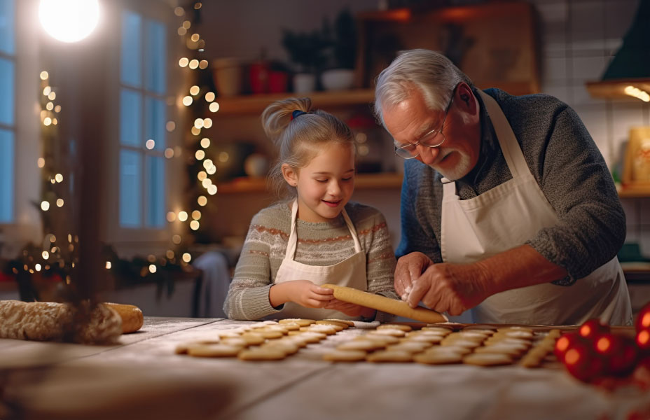 Nonno e nipote che cucinano