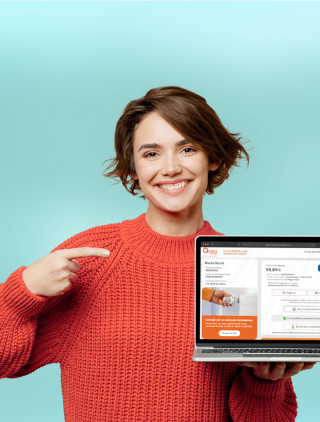 Ragazza che mostra lo schermo di Bolletta web
